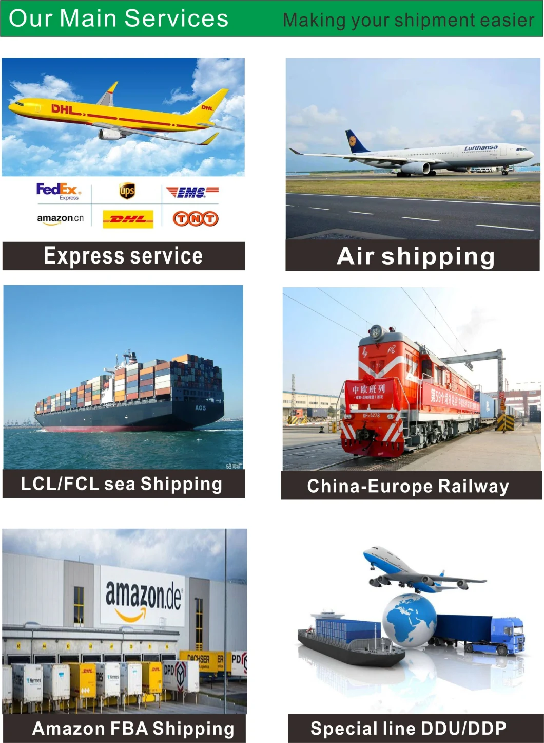Express Shipping Fast Air Courier Door to Door From China to Europe by DHL UPS FedEx TNT